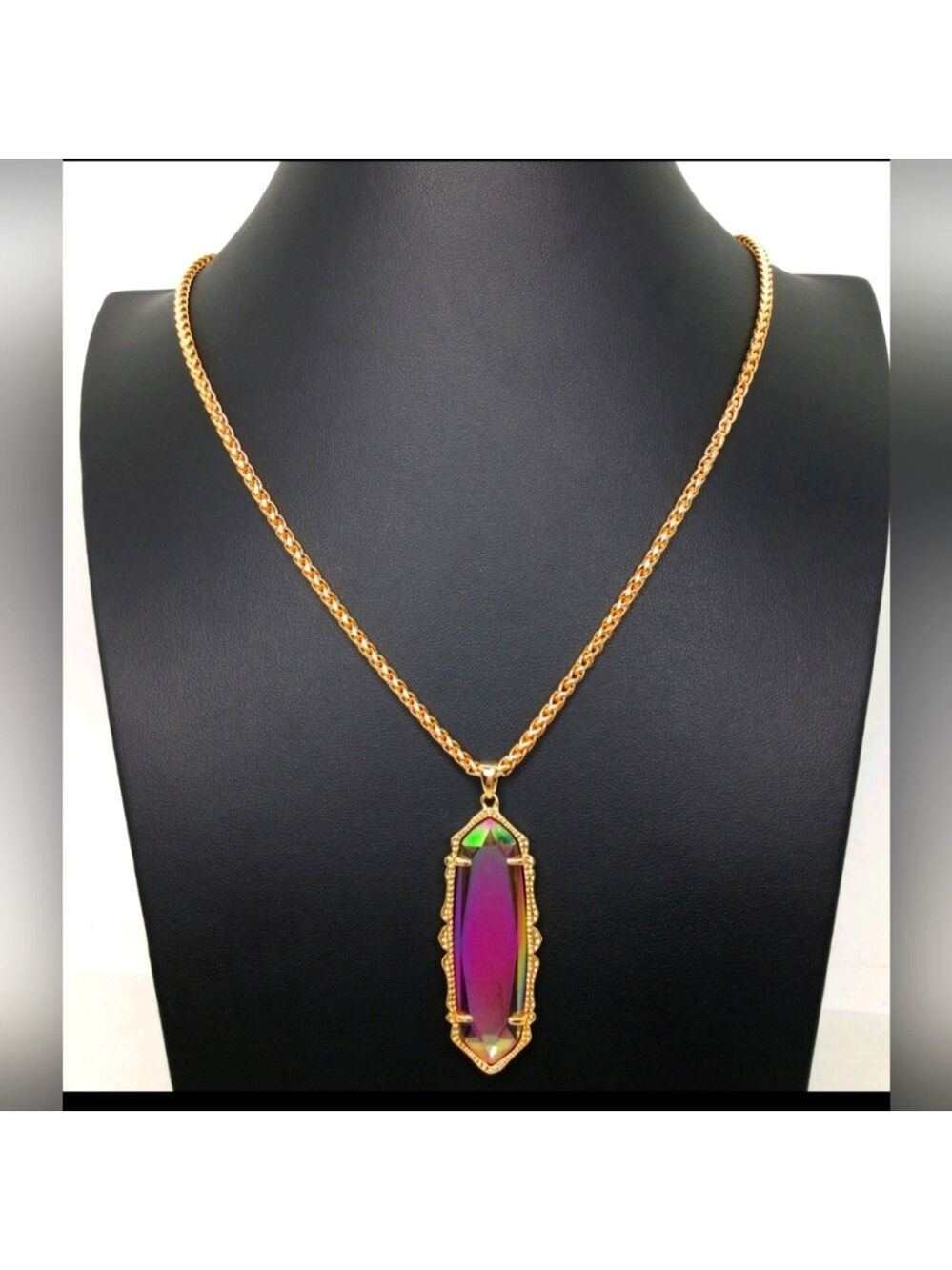 Kendra Scott Frances Peach Iridescent Pendant Necklace NWOT 32"
